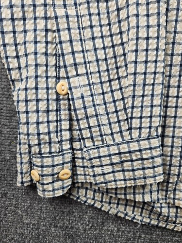 Orvis Seersucker Fishing Shirt Double Pockets Blue Check Polyester Nylon Soft XL - Picture 4 of 22