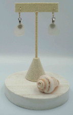 White Sea Glass Pieces: Rounded Trapezium Shaped Earring Pair E 8