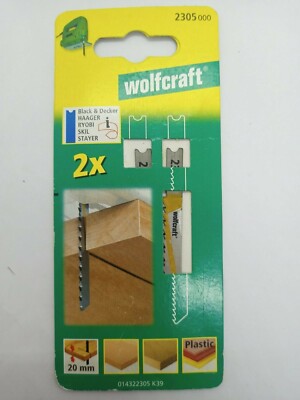 Wolfcraft 2x Stichsägeblätter HCS U- Schaft Holz Kunststoff