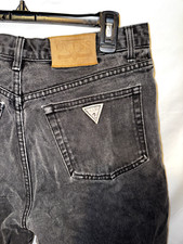 Vintage Authentic 90s Black Denim Guess Men's Shorts Size 32 Made in the USA
