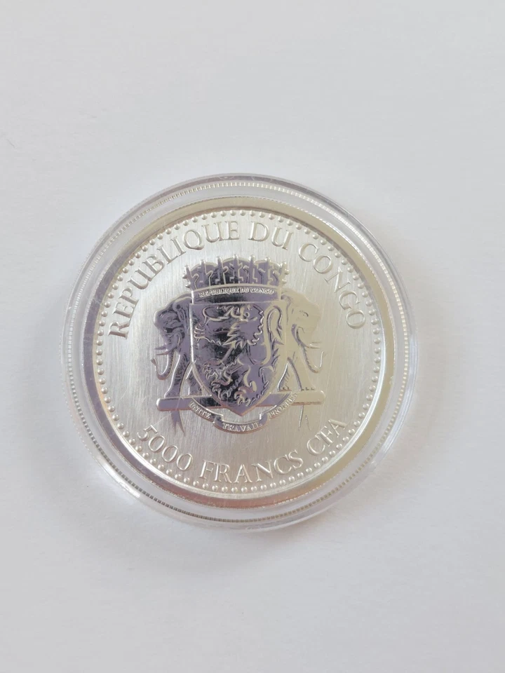 Moneda de plata 2017 Reverse Proof Republic Of Congo Silverback Gorilla .999 1 OZ Foto 2 de 2