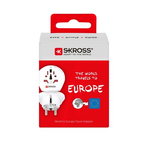 Combo adaptateur de charge de voyage blanc Skross World vers USA et Europe - Photo 6 sur 7