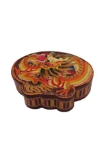 Mosaic Wood Dragon Box Hand Made Jewelry Organizer Oriental Storage Container 