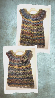 handmade crochet baby girls dress 18-24 months puffs horizon stripe