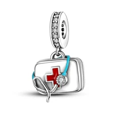 MULA European 925 Silver DIY Charm AAA CZ Medical Box Dangle For Women Bracelet