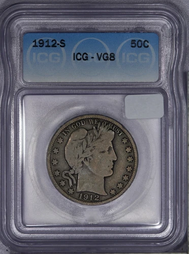 1912-S Barber Half Dollar 50c ICG VG8