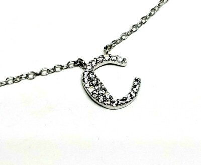 Neu mit Etikett Nordstrom Gestell Sterlingsilber CZ ''C'' Initiale Untergehäuse Kette Halskette