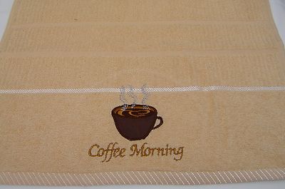 Moderne lustige 100 % Baumwolle Küchenhand-/Geschirrtücher.  Coffee Mokka Cappuccino Milch
