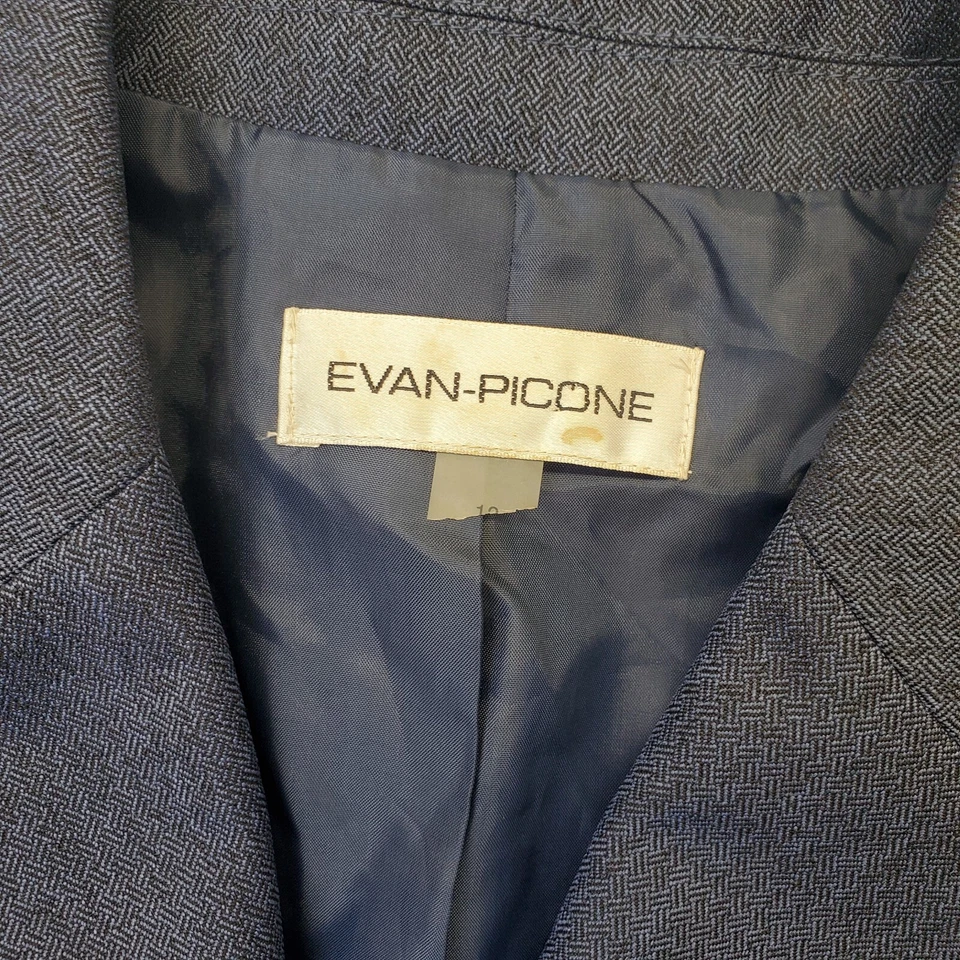 Chaqueta Blazer Evan Picone Mujer Talla 12 Azul Manga Larga Sencillo Pecho 3 Botones Foto 3 de 4