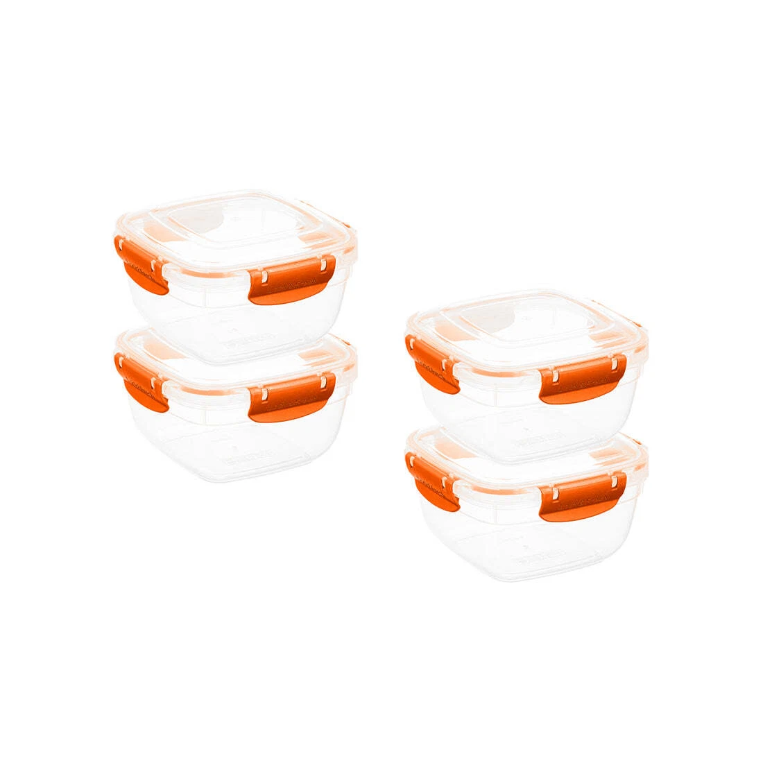 Superio Plastic Food Storage Containers, Airtight Lids, 30 oz., Orange, 4 pack