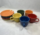 Fiestaware Fiesta Multi Color Set 5 Coffee Tea Cups Saucers Homer Laughlin