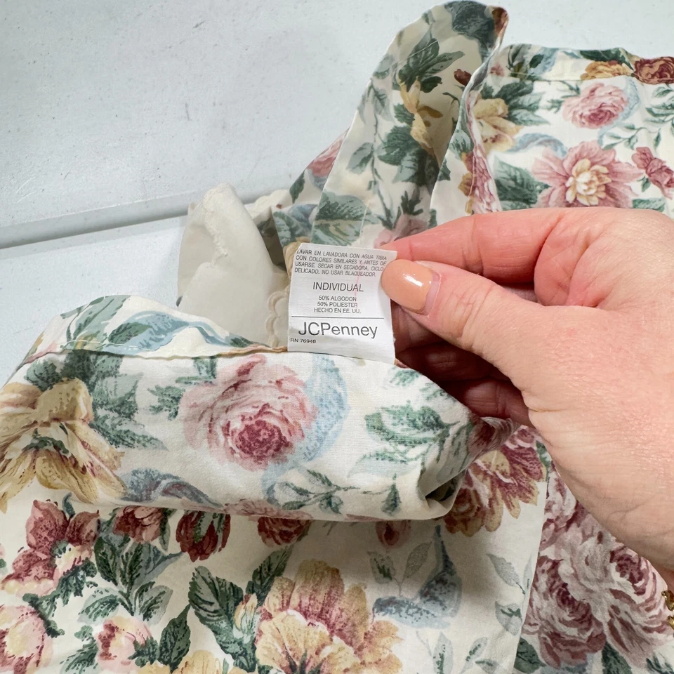 Sábana plana vintage jcpenney doble rosa verde mezcla floral EE. UU. Y2K AÑOS 90 80 Foto 4 de 4
