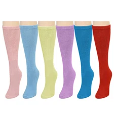 6 Pairs Women Loose Fit Crew Diabetic Cotton Socks Circulatory Non Binding Top