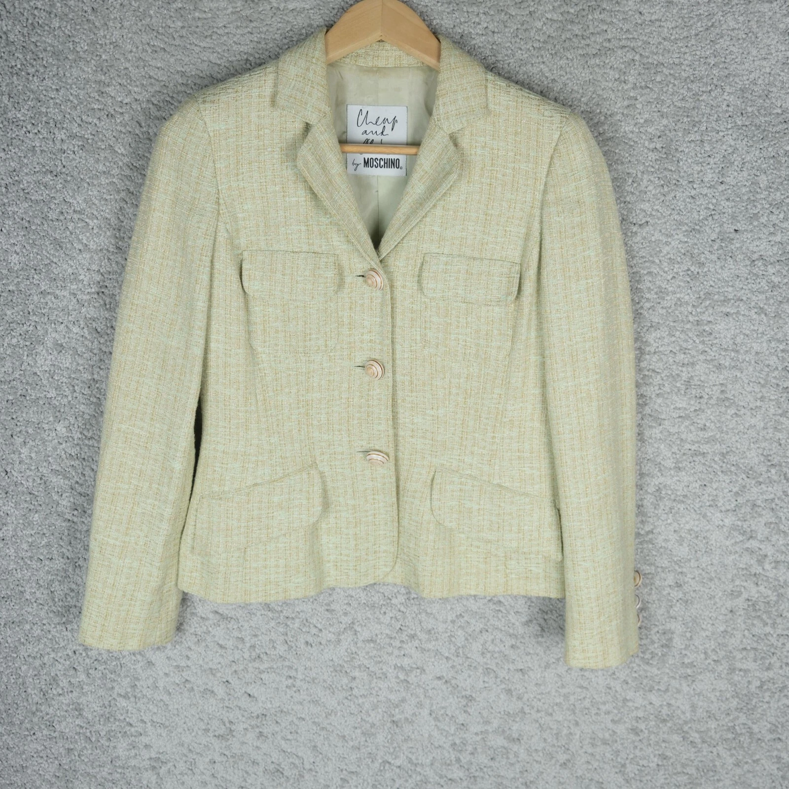 MOSCHINO CHEAP AND CHIC taglia 38 8 GIACCA BLAZER DONNA VERDE BOTTONI