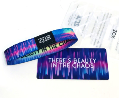 ZOX *THERE'S BEAUTY IN CHAOS* Silver Single Medium Wristband w