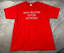 HBO True Blood Anvil Vintage T-shirt LARGE Real Blood is for Suckers Red Vampire