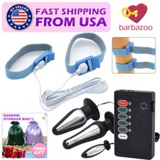 Electric E-Stim Shock Male Penis Extender Sleeve Enhancer Cock-Ring Anal-Plug