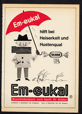3w5603/old advertisement from 1964-Em-eukal-helps with hoarseness and cough agony.
