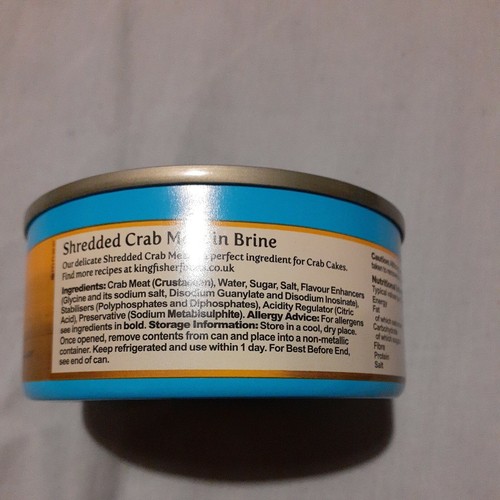 3 Tins Kingfisher Shredded in brine Crab Meat.145g x3 =435g.BB MAY 2025