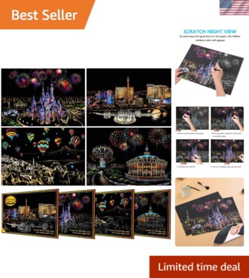Creative Scratch Painting Sketch Boards for All Ages - 4 Packs, 16'' x 11.2''