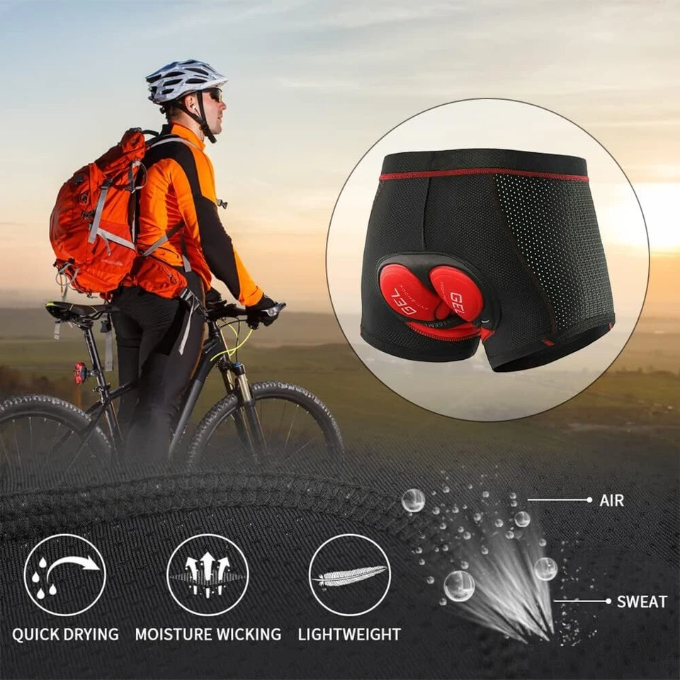 Pantalones Cortos de Ciclismo para Hombres Ropa Interior Pantalones 3D Acolchados Gel de Secado Rápido MTB Forro Pantalones Cortos EE. UU. Foto 4 de 4