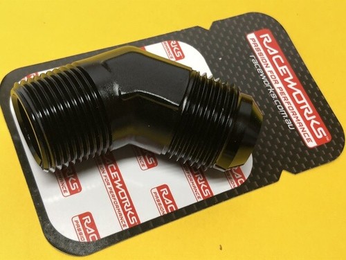 Raceworks M14 X 1.25 To -6AN Male Flare Adapter – Black, 6AN JIC (RWF-732-06-01BK)