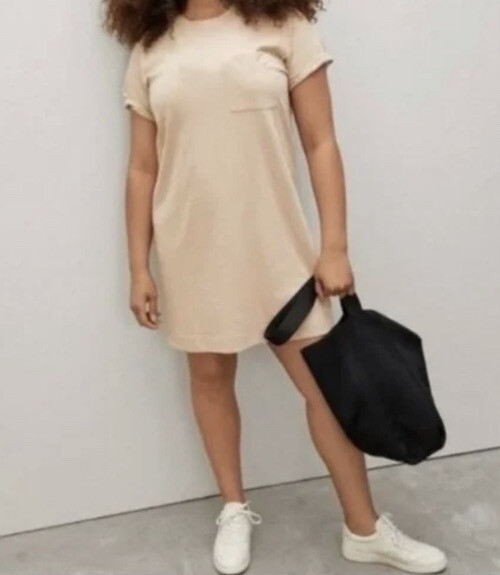 Everlane The Weekend T-Shirt Dress Beige Crewneck Women's Size S Casual  Cotton | eBay