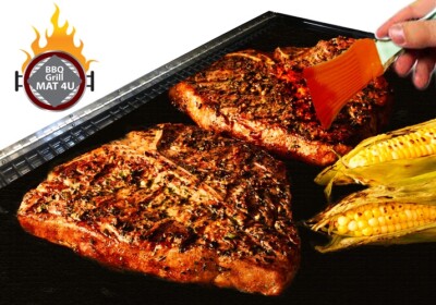 BBQ GRILL MATS AS SEEN ON TV SET OF 2 BASTING BRUSH INCLUDED OUTDOOR CAMPING