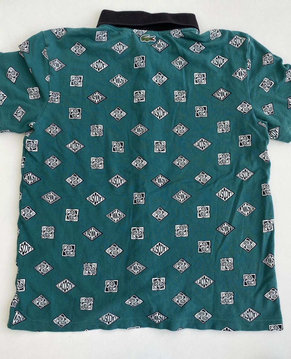 LACOSTE LIVE Unisex Surf Culture Button Up Knit Shirt Dark Cyan