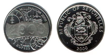 10 x SEYCHELLES MILLENNIUM CHANGEABLE DATE ( 1999 / 2000 ) 5 R COIN UNC KM# 112