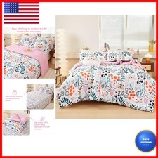 Mooreeke Full Size 8 Pc Microfiber Comforter Set Bed in a Bag Flower Cat Girls