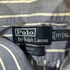 Polo Ralph Lauren Shirt Mens 17.5 XL Blue White Striped Regent Dress Classic
