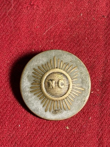 Civil War North Carolina “NC” Sunburst Button – Confederate State Uniform Button