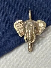 Vtg Sterling Silver Pendant Elephant Head 1.82G .925 Charm