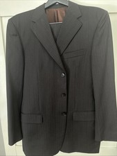 Zegna Men  s Suit - 42L Jacket, Pants 36x32. Dark Brown Pinstripe