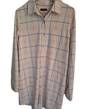 Quince Oatmeal Check Stretch Sweater Fleece Pockets Shirt Dress Size Large