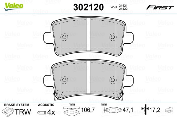 Kit plaquettes de frein Valeo 302120 pour stopper les sifflements sur Saab 9-5