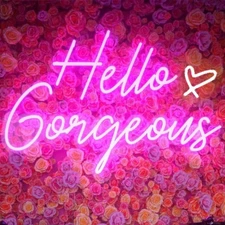 Hello Gorgeous Neon Sign Hello Beautiful Pink LED Neon Lights for Home Weddin...