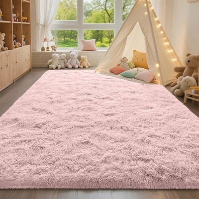 Pink Shaggy Rugs Anti Slip Soft Fluffy Rug Living Room Bedroom Thick Carpet Mat