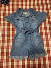Girls Size 6 Chili Pop Faux Denim Shorts Romper EUC