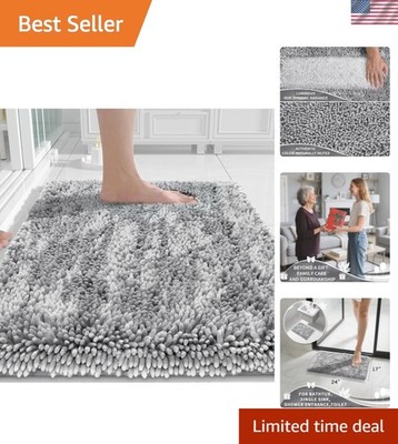 Chenille Bathroom Rugs Non Slip, Extra Thick Soft Absorbent Bath Rug, Machine...