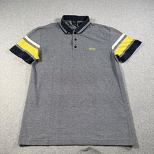 BOSS Hugo Boss Polo Shirt Men s Large Gray Reg Fit Short Sleeve Stretch Casual