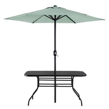 Daals Champneys 6 Seater Outdoor Dining Table With Parasol, Grey