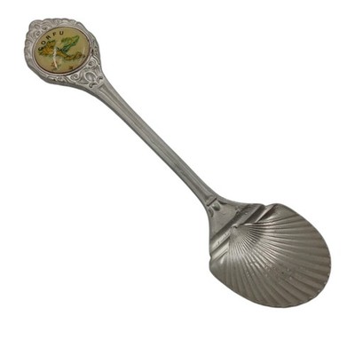 Greece Corfu Souvenir Spoon Travel Collectible Map Emblem Scalloped Bowl