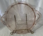 VTG Jeanette Pink Depression Glass Handled Platter (12.5” across to handles)