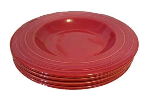 Fiestaware 12" Large Rimmed Soup/Pasta Bowls/Plates Scarlet Red Qty (4)