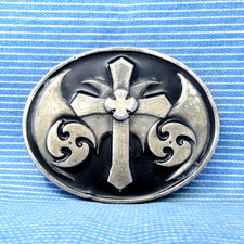 Gothic Cross Belt Buckle Christian Religious Regal Cosplay Vtg 90s    .TYC136