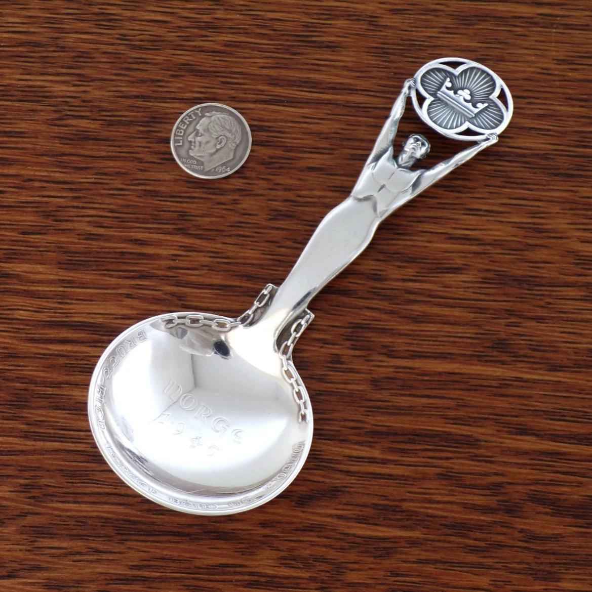 【TH Marthinsen】 年代物ティースプーン シルバー830 T H MARTHINSEN 830S Silver NORWAY Commemorative LIBERATION 1945