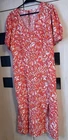 John Lewis ANYDAY Pink & Orange  Print Short Sleeve  Midi Dress Size 18.  VGC