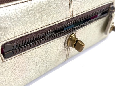 COACH LTD ED LILY LEGACY PLATINUM LEATHER TURNLOCK ZIP CLUTCH 
